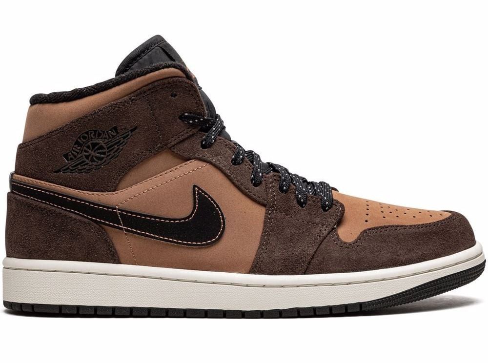 Nike Air Jordan 1 Mid SE Dark Chocolate, коричневые, нубук, замша, мужские