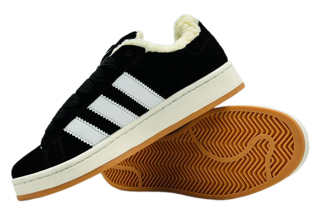 Adidas Campus Black/White с мехом