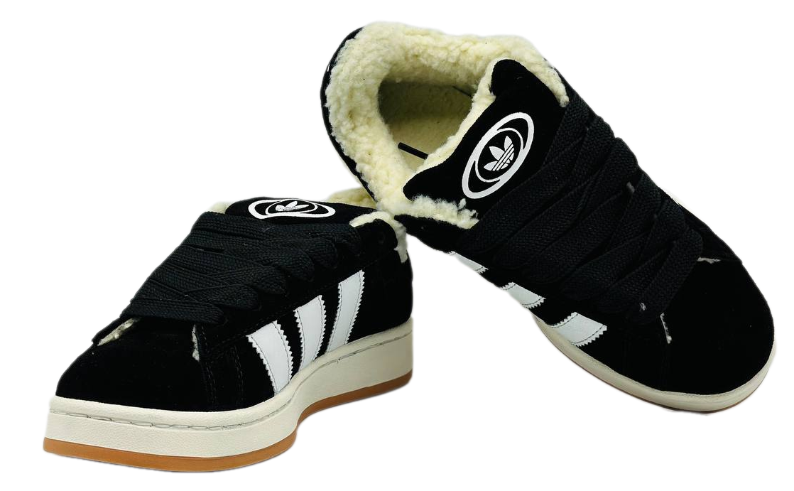 Adidas Campus Black/White с мехом